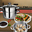 New 3pc Stainless Steel Steamer Cooker Set Pan Cooking Food Glass Lids Cookware