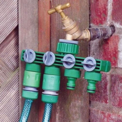 New 4 Way Tap Connector Adapter Garden Hose Pipe Adaptor Outlet Splitter
