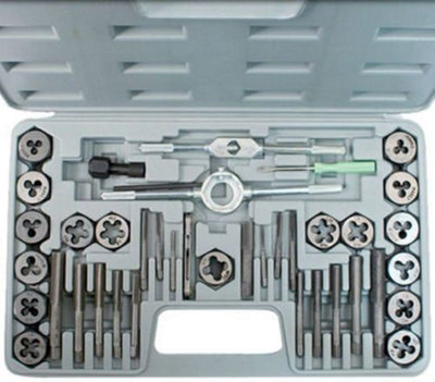 New 40pc Pro Tap And Die Set Metric Cuts Bolts Hard Wrench Case Engineers Kit M3-m12 Mixed Sizes Multi Purpose Diy Hand Tools