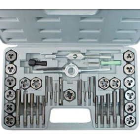 New 40pc Pro Tap And Die Set Metric Cuts Bolts Hard Wrench Case Engineers Kit M3-m12
