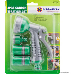 New 4pc Multi Function 6 Dial Spray Gun Set Garden Hose Water Sprayer Soft Grip