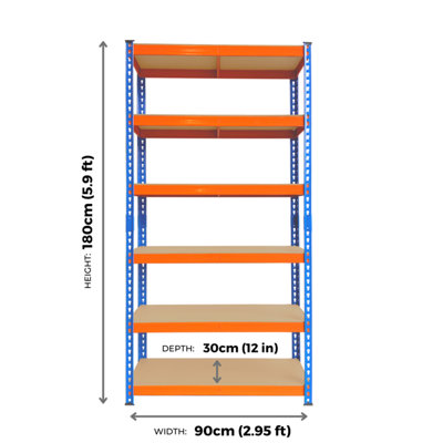 NEW 6 Tier Extra Heavy Duty Storage Racking 1800h x 900w x 300d mm 300kg