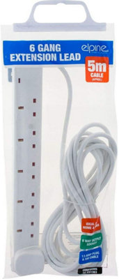 New 6 Way Gang 5m Extension Lead Uk Cable 13 Amp Socket Power Wire Mains Plug Price Comparisons | Compare The Build