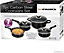 New 7pc Black Cookware Set Steel Non Stick Glass Lid Kitchen Pan Pot Saucepan Carbon