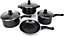 New 7pc Black Cookware Set Steel Non Stick Glass Lid Kitchen Pan Pot Saucepan Carbon