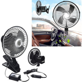New 8 Inch 24v Clip On Car Oscillating Cooling Fan 2m Cable Speed Controller