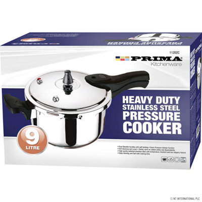 New 9 Litre Heavy Duty Pressure Cooker Stainless Steel Kitchen