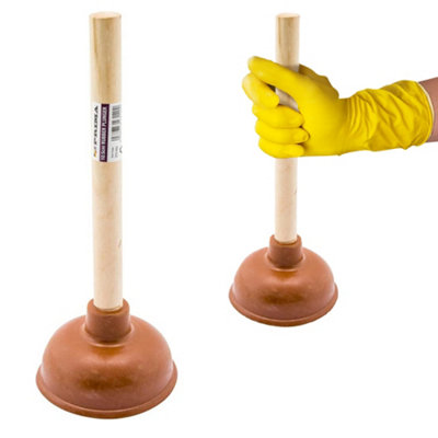 New Bathroom Rubber Sink Drain Toilet Wooden Handle Plunger Heavy Duty Cleaner Toilet Strong Durable Unblocker