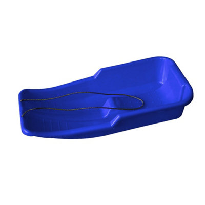 New Blue Kids Heavy Duty Snow Sledge Toboggan Sleigh Sled Rope Plastic Adults Ski Board