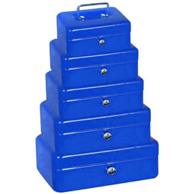 New Blue Safe Security Steel Metal Petty Money Box Cash Storage Protection 10"