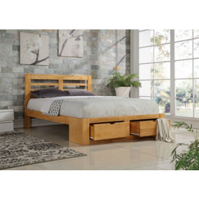 New Bretton Double 4ft 6 Hardwood Oak Bed Frame with Drawers