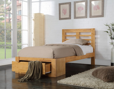 New Bretton Single 3ft Hardwood Oak Bed Frame with Drawer