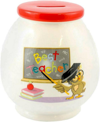New Ceramic Money Pot Best Teacher Classroom Decoration Money Bank Owl Jar Gift