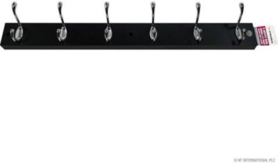 New Chrome Black 6 Hook Rail Mdf Board Coat Hanging Carbon Zinc Multi Purpose