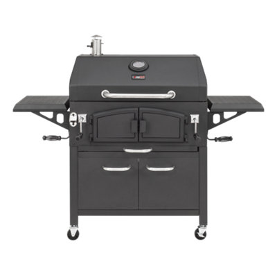 Ignis Smoker Barbecue BBQ Grill Large Dual Cooking Area Adjustable Tray