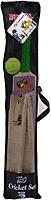New Cricket Set Bat Ball Wooden Wickets With Mesh Carry Bag Garden Kids Fun Park Play Size 3