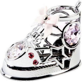 New Crystal Gift Set Crystocraft Collectable Ornament With Swarovski Elements Baby Shoe Pink