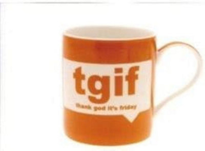 New Cup Tgif Thank God It's Friday Text Talk Fine Novelty China Mug In Gift Box