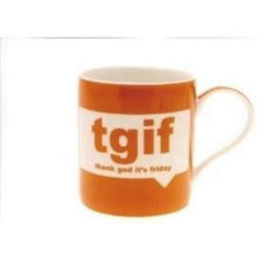 New Cup Tgif Thank God It's Friday Text Talk Fine Novelty China Mug In Gift Box