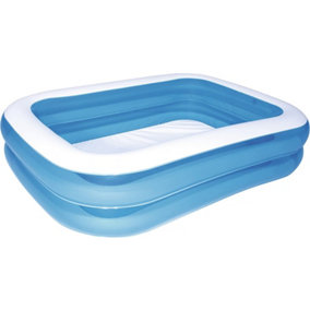 New Deluxe Rectangular Blue Inflatable Pool, 211 X 132 X 46 Cm Home Fun