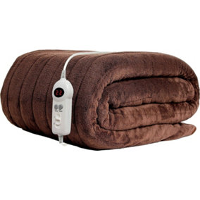 New Electric Heated Throw X Large Blanket Warm Digital Control Timer Fleece Fur