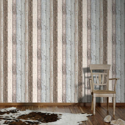New England Blue and White Wood Effect Wallpaper AS Creation 8550-39