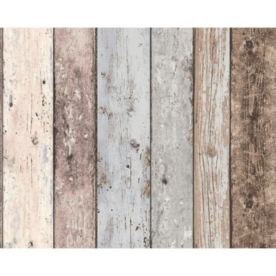 New England Blue and White Wood Effect Wallpaper AS Creation 8550-39