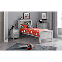 New England Dove Grey Lacquer Bookcase Bed Frame - Single 3ft (90cm)