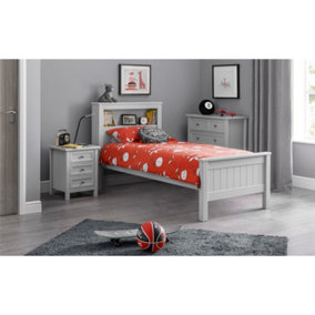 New England Dove Grey Lacquer Bookcase Bed Frame - Single 3ft (90cm)