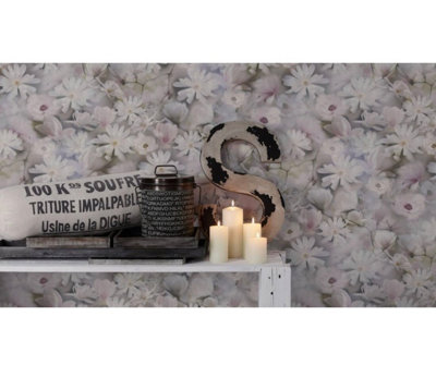 New Flower Garden Mono Textured Vinyl Floral Wallpaper By AS Creation 38722-3