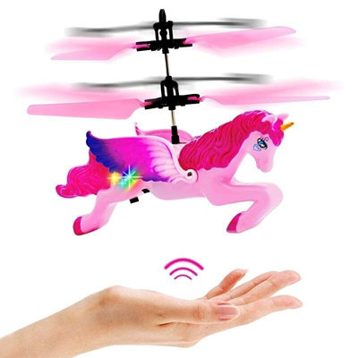 New Flying Unicorn Helicopter Toy For Kids Hand Sensor Horse Pink Fun Fairy Gift