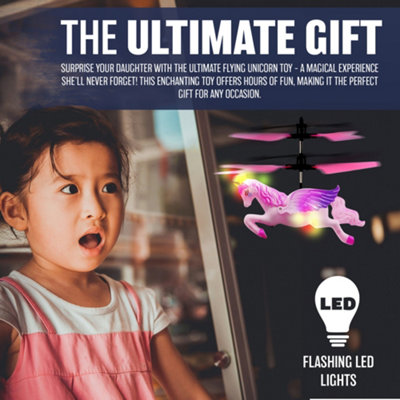 New Flying Unicorn Helicopter Toy For Kids Hand Sensor Horse Pink Fun Fairy Gift