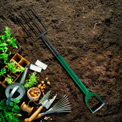 New Garden Border Digging Fork Gardening Hand Tool Carbon Steel 4 Tooth