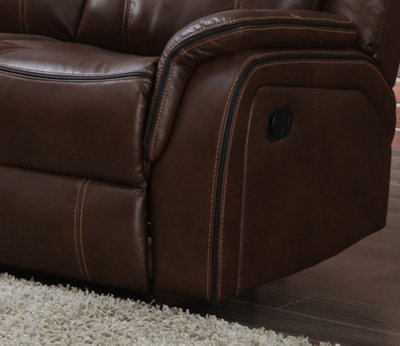 New Hampshire Tan Brown 2 Piece Leather Aire Reclining Sofa Suite Recliner 3 Seater and 2 Seater