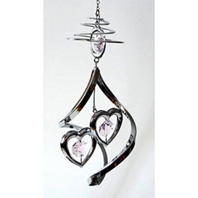 New Hanging Twin Hearts Crystal Gift Set Collectable Ornament Crystocraft With Swarovski Elements
