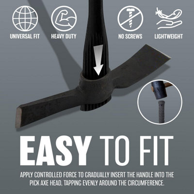 New Heavy Duty Fibreglass Pick head Handle Replacement Comfortable Grip Garden Tool