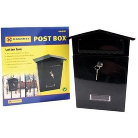 New Home Furnishing Marksman Secure Pressed Steel Post Box Black