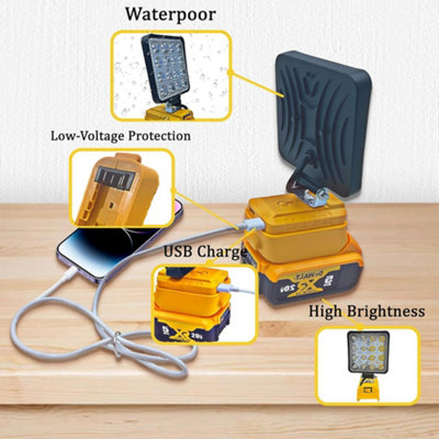 NATPOW Acculamp voor Makita 100 W (geen accu), 6500 lumen, led-werklamp, 2 modi, bouwspot, accu, ultra helder, draagbare spot met type C en USB-opladen, voor camping, bouwplaatsen, autoreparaties