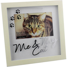 New Me And My Cat Photo Picture Frame Gift Love Cream 6 X 4 Inch Shabby Chic Home Office Inch
