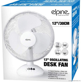 New Oscillating Table Desk Fan Cooling Air 3 Speed Home Office 45w Base Silent 12"