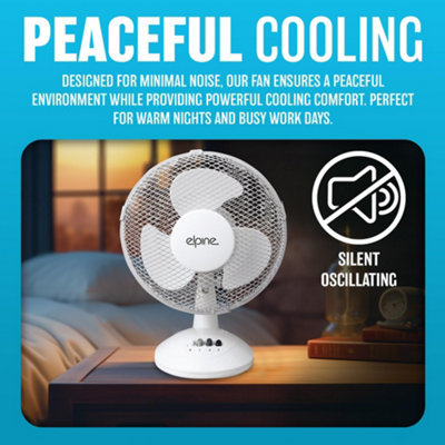 New Oscillating Table Desk Fan Cooling Air 3 Speed Home Office 45w Base ...