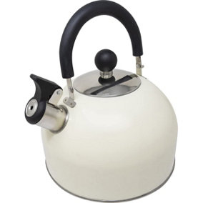 New Outdoor Camping Kettle 2.5l Stainless Steel Whistling Cream
