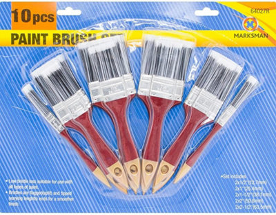 New Pack Of 10 Paint Brush Wooden Handle Decorating Painting Brushes Set DIY at B&Q