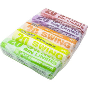 New Pack Of 100 Swing Bin Liners Scented With Tie Handles Heavy Duty Rubbish