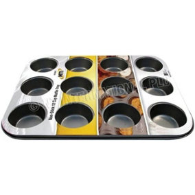 New Pack Of 12 Muffin Baking Tray Cake Non Stick Kitchen Tin Pan Oven Dish Cupcake Cakes
