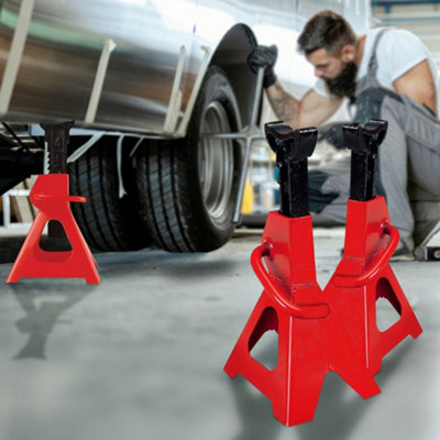 New Pack Of 2 Extra Heavy Duty 6 Ton Axle Stands Steel Framed Adjustable Automotive Car Van Jacks Strong & Durable