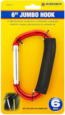 New Pack Of 2 Large Aluminium Jumbo Carrying Hook Camping Grip Rucksack Carabiner Bag 6 Inch