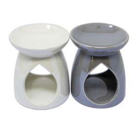 New Pack Of 2 Oval Shape Oil Burner Fragrance Granules Wax Melts Tea Light Ceramic