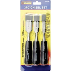 New Pack Of 3 Chisel Set Diy Wood Carpentry Tool Plastic Handle Grip Drop Forged New