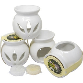 New Pack Of 4 Ceramic Oil Burner Melts Wax Candle Tart Tea Light Aroma Lamp With Scents